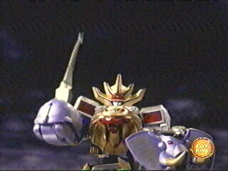 Wild Force Megazord (Sword & Shield Mode) performing the Pachyderm Crusher